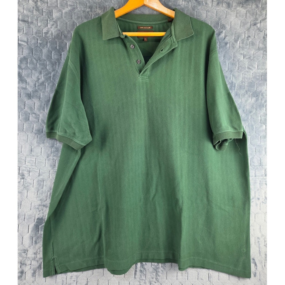 Oak Hill Dry Action Men 4XL Polo Shirt Forest Green Textured Short Sleeve Cotton